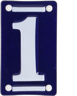 Best for Boots Huisnummer 1 - oudhollands - emaille - 7 x 12 cm - blauw/wit - nummer bordje