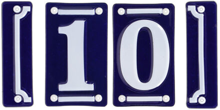 Best for Boots huisnummer 10 - met sierrand - Oudhollands - emaille - blauw/wit