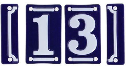 Best for Boots huisnummer 13 - met sierrand - Oudhollands - emaille - blauw/wit