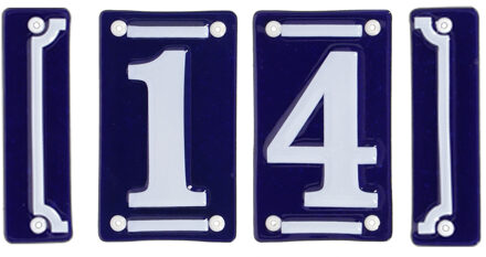 Best for Boots huisnummer 14 - met sierrand - Oudhollands - emaille - blauw/wit