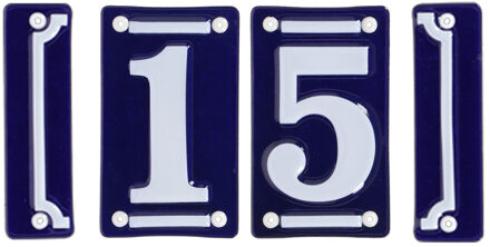 Best for Boots huisnummer 15 - met sierrand - Oudhollands - emaille - blauw/wit