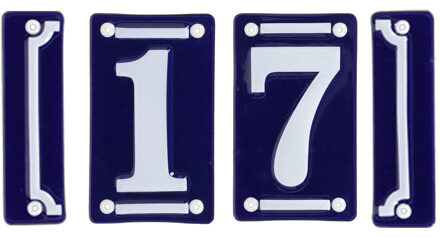 Best for Boots huisnummer 17 - met sierrand - Oudhollands - emaille - blauw/wit