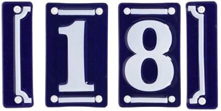 Best for Boots huisnummer 18 - met sierrand - Oudhollands - emaille - blauw/wit