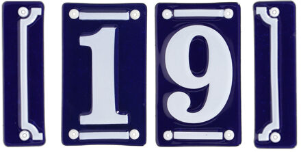 Best for Boots huisnummer 19 - met sierrand - Oudhollands - emaille - blauw/wit