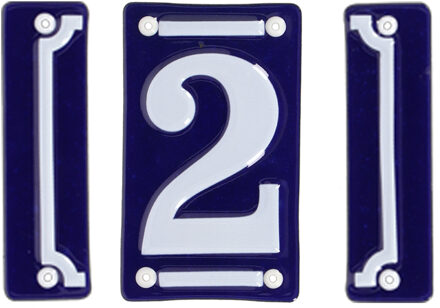Best for Boots huisnummer 2 - met sierrand - Oudhollands - emaille - blauw/wit