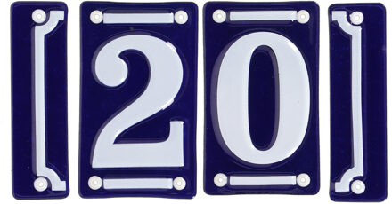 Best for Boots huisnummer 20 - met sierrand - Oudhollands - emaille - blauw/wit