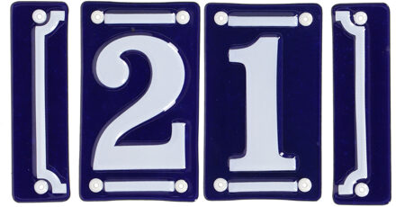 Best for Boots huisnummer 21 - met sierrand - Oudhollands - emaille - blauw/wit