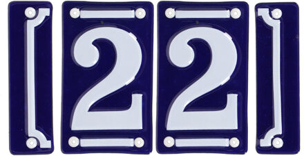 Best for Boots huisnummer 22 - met sierrand - Oudhollands - emaille - blauw/wit