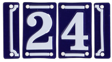 Best for Boots huisnummer 24 - met sierrand - Oudhollands - emaille - blauw/wit