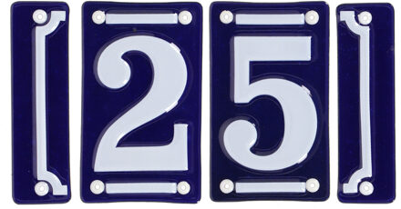 Best for Boots huisnummer 25 - met sierrand - Oudhollands - emaille - blauw/wit