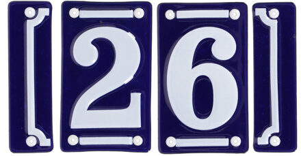 Best for Boots huisnummer 26 - met sierrand - Oudhollands - emaille - blauw/wit