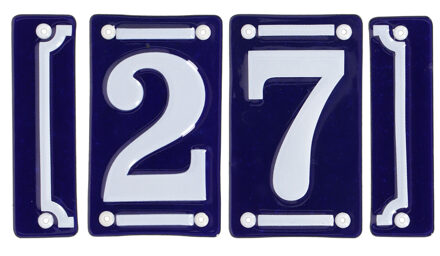 Best for Boots huisnummer 27 - met sierrand - Oudhollands - emaille - blauw/wit