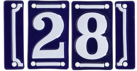 Best for Boots huisnummer 28 - met sierrand - Oudhollands - emaille - blauw/wit