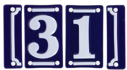 Best for Boots huisnummer 31 - met sierrand - Oudhollands - emaille - blauw/wit