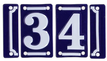 Best for Boots huisnummer 34 - met sierrand - Oudhollands - emaille - blauw/wit