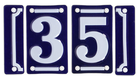 Best for Boots huisnummer 35 - met sierrand - Oudhollands - emaille - blauw/wit