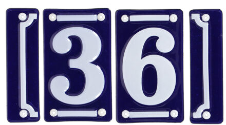 Best for Boots huisnummer 36 - met sierrand - Oudhollands - emaille - blauw/wit