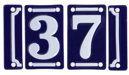 Best for Boots huisnummer 37 - met sierrand - Oudhollands - emaille - blauw/wit