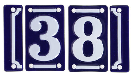 Best for Boots huisnummer 38 - met sierrand - Oudhollands - emaille - blauw/wit