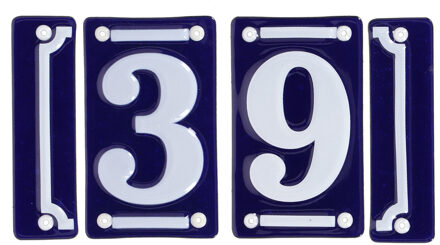 Best for Boots huisnummer 39 - met sierrand - Oudhollands - emaille - blauw/wit