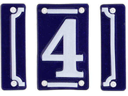 Best for Boots huisnummer 4 - met sierrand - Oudhollands - emaille - blauw/wit