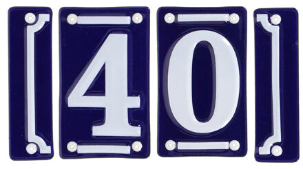 Best for Boots huisnummer 40 - met sierrand - Oudhollands - emaille - blauw/wit