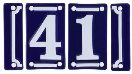 Best for Boots huisnummer 41 - met sierrand - Oudhollands - emaille - blauw/wit