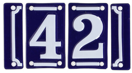 Best for Boots huisnummer 42 - met sierrand - Oudhollands - emaille - blauw/wit
