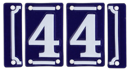 Best for Boots huisnummer 44 - met sierrand - Oudhollands - emaille - blauw/wit