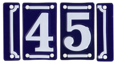 Best for Boots huisnummer 45 - met sierrand - Oudhollands - emaille - blauw/wit