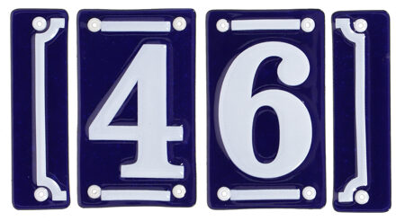 Best for Boots huisnummer 46 - met sierrand - Oudhollands - emaille - blauw/wit