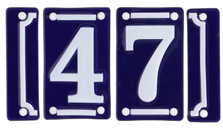 Best for Boots huisnummer 47 - met sierrand - Oudhollands - emaille - blauw/wit