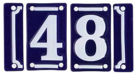 Best for Boots huisnummer 48 - met sierrand - Oudhollands - emaille - blauw/wit