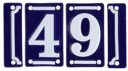 Best for Boots huisnummer 49 - met sierrand - Oudhollands - emaille - blauw/wit