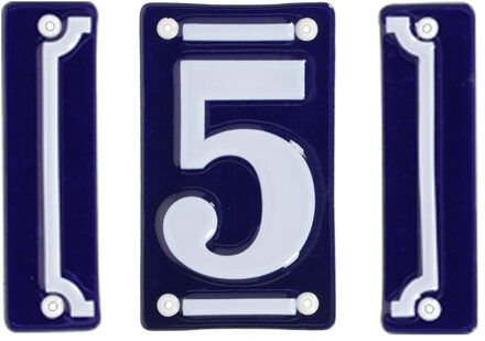 Best for Boots huisnummer 5 - met sierrand - Oudhollands - emaille - blauw/wit