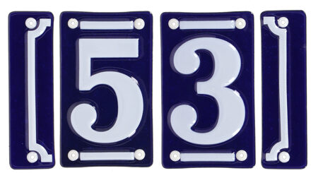 Best for Boots huisnummer 53 - met sierrand - Oudhollands - emaille - blauw/wit