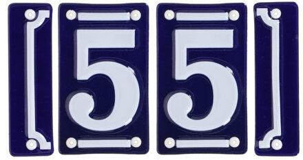 Best for Boots huisnummer 55 - met sierrand - Oudhollands - emaille - blauw/wit