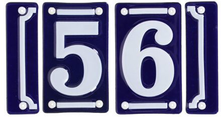 Best for Boots huisnummer 56 - met sierrand - Oudhollands - emaille - blauw/wit