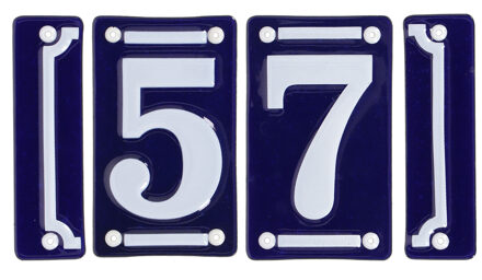 Best for Boots huisnummer 57 - met sierrand - Oudhollands - emaille - blauw/wit