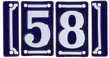 Best for Boots huisnummer 58 - met sierrand - Oudhollands - emaille - blauw/wit