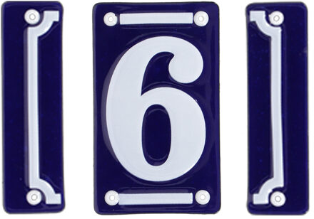 Best for Boots huisnummer 6 - met sierrand - Oudhollands - emaille - blauw/wit