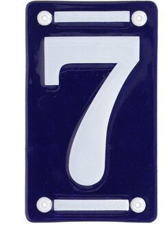 Best for Boots Huisnummer 7 - oudhollands - emaille - 7 x 12 cm - blauw/wit - nummer bordje