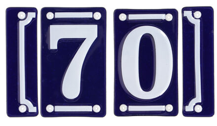 Best for Boots huisnummer 70 - met sierrand - Oudhollands - emaille - blauw/wit