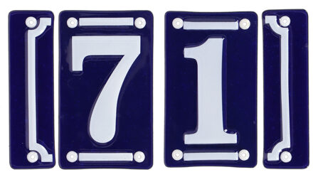 Best for Boots huisnummer 71 - met sierrand - Oudhollands - emaille - blauw/wit