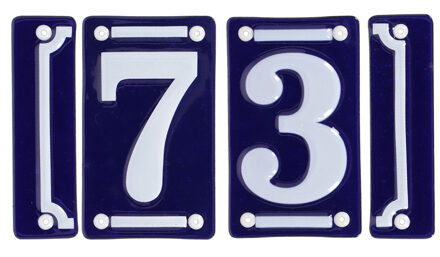 Best for Boots huisnummer 73 - met sierrand - Oudhollands - emaille - blauw/wit