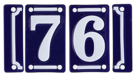 Best for Boots huisnummer 76 - met sierrand - Oudhollands - emaille - blauw/wit