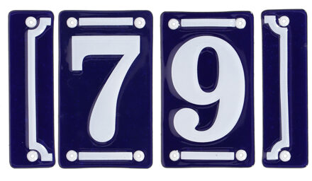 Best for Boots huisnummer 79 - met sierrand - Oudhollands - emaille - blauw/wit