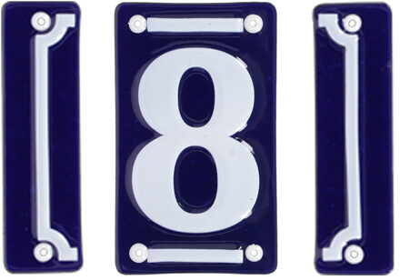 Best for Boots huisnummer 8 - met sierrand - Oudhollands - emaille - blauw/wit