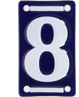 Best for Boots Huisnummer 8 - oudhollands - emaille - 8 x 12 cm - blauw/wit - nummer bordje