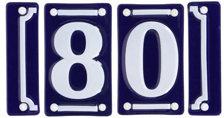 Best for Boots huisnummer 80 - met sierrand - Oudhollands - emaille - blauw/wit